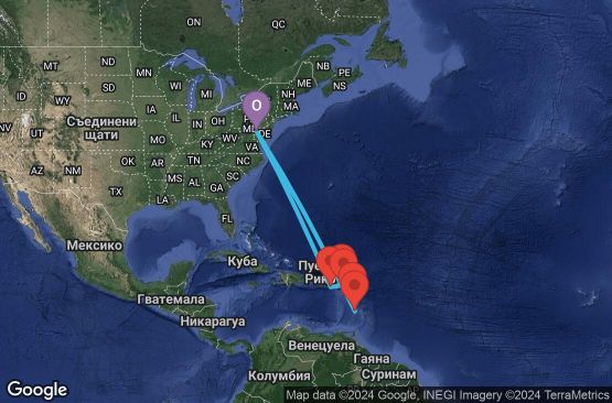 Маршрут на круиз 12 дни САЩ, Вирджински острови (САЩ), Холандски Антили, Сейнт Луша, Доминика, Сейнт Китс и Невис - 12D052