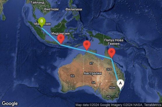 Маршрут на круиз 13 дни Австралия, Индонезия, Сингапур - 13K061