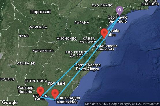 Маршрут на круиз 7 дни Бразилия, Уругвай, Аржентина - UV1B