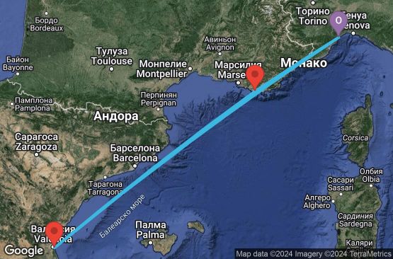 Маршрут на круиз 4 дни Италия, Франция, Испания - SVN04A1G