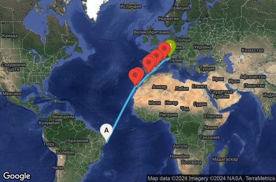 Маршрут на круиз 15 дни Бразилия, Испания, Мароко, Франция, Италия - UV0X