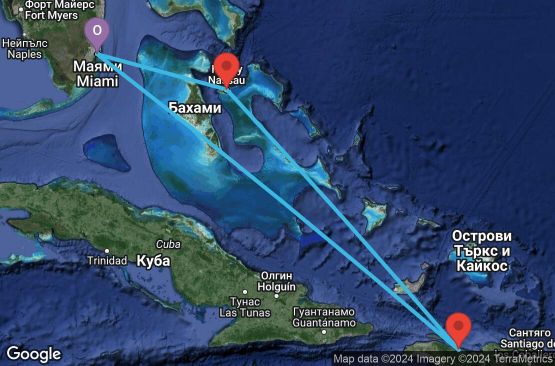 Маршрут на круиз 5 дни САЩ, Бахамските острови, Хаити - 05E054