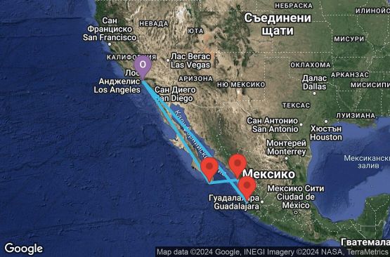 Маршрут на круиз 7 дни САЩ, Мексико - 07X062