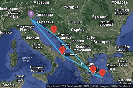 Маршрут на круиз 7 дни Италия, Гърция, Хърватска - UV3K