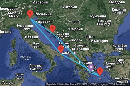 Маршрут на круиз 7 дни Гърция, Хърватска, Италия - UV3L