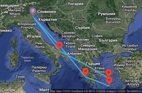 Маршрут на круиз 7 дни Италия, Гърция - PMA07A0R