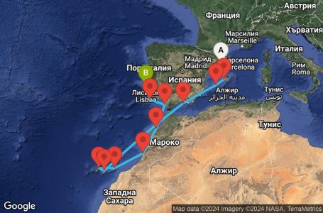 Маршрут на круиз 12 дни Канарски острови и Мароко - SKYE12CNNBCNLIS