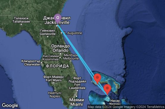 Маршрут на круиз 4 дни Кратък бахамски круиз - GEMB04CNNJAXJAX