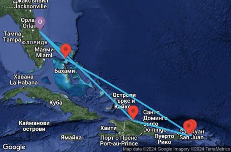 Маршрут на круиз 7 дни Източни Кариби от Порт Канаверъл - EPIC07CNNPCVPCV