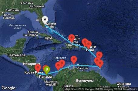 Маршрут на круиз 15 дни От Източното до Западното крайбрежие през Панамския канал - JADP15CNNMIAFAM