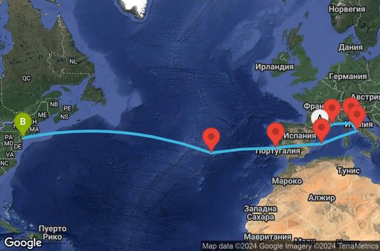 Маршрут на круиз 15 дни Преход между два континента - BKTR15CNNBCNNYC