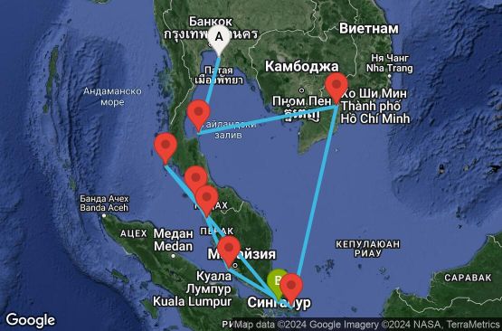 Маршрут на круиз 11 дни Югоизточна Азия - SUIN11CNNLCHSIN