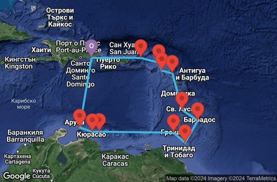 Маршрут на круиз 12 дни Кариби - SKYC12CNNLRMLRM