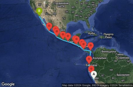 Маршрут на круиз 17 дни Круизен преход през Панамския канал - JADE17CNNCLLSAN