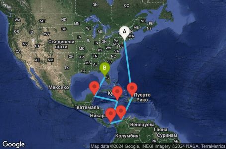 Маршрут на круиз 12 дни Круизен преход през Панамския канал - JADE12CNNNYCTPA
