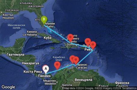 Маршрут на круиз 11 дни Кариби и Панамския канал - JDPC11CNNFAMMIA