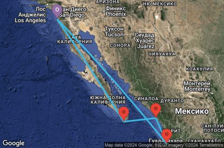 Маршрут на круиз 7 дни Мексиканска ривиера от Сан Диего - JADE07CNNSANSAN