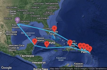 Маршрут на круиз 14 дни Кариби - VIVA14CNNGALGAL