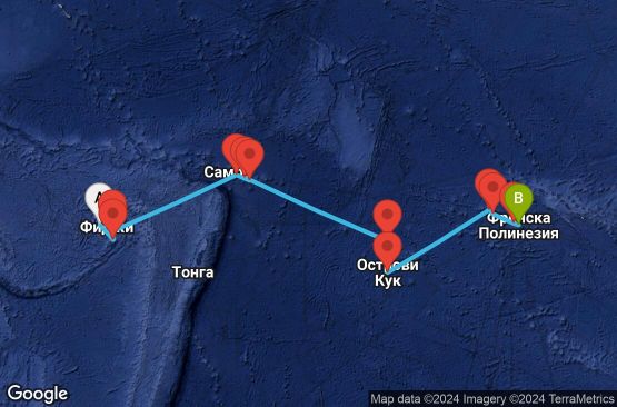 Маршрут на круиз 14 дни Круиз из Южния Пасифик - SUFJ14CNNLTKPPT