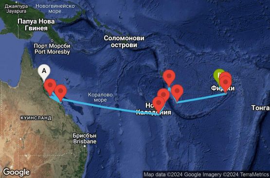 Маршрут на круиз 14 дни Круиз из Южния Пасифик - SUFJ14CNNCNSLTK