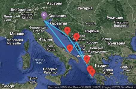 Маршрут на круиз 7 дни Италия, Хърватска, Гърция - PMA07A0S