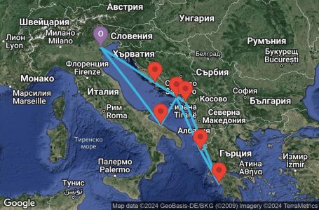 Маршрут на круиз 7 дни Италия, Хърватска, Гърция, Черна гора - PMA07A0T