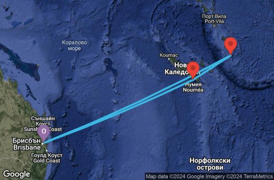 Маршрут на круиз 7 дни Австралия, Нова Каледония, Вануату - 07K102