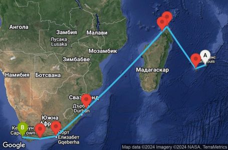 Маршрут на круиз 11 дни Южна Африка - SKAF11CNNLUICPT