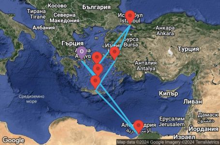 Маршрут на круиз 10 дни Източно Средиземноморие - VIVA10CNNPIRPIR