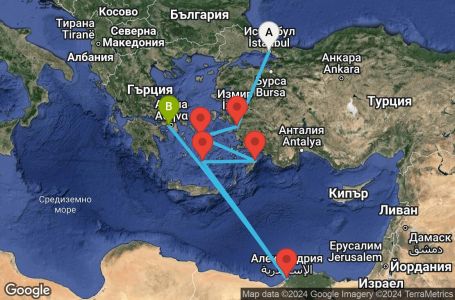 Маршрут на круиз 9 дни Източно Средиземноморие - VIVA09CNNISTPIR