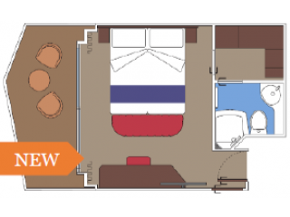 Описание на каюта Каюти с балкон и изглед към променадата - клас BELLA на круизен кораб MSC World Europa – обзавеждане, площ