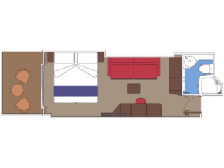 Описание на каюта Каюти с балкон - клас FANTASTICA на круизен кораб MSC World Europa – обзавеждане, площ
