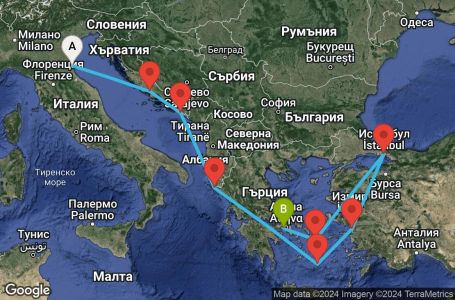 Маршрут на круиз 9 дни Адриатика и гръцки острови - VIVA09CNNRAVPIR