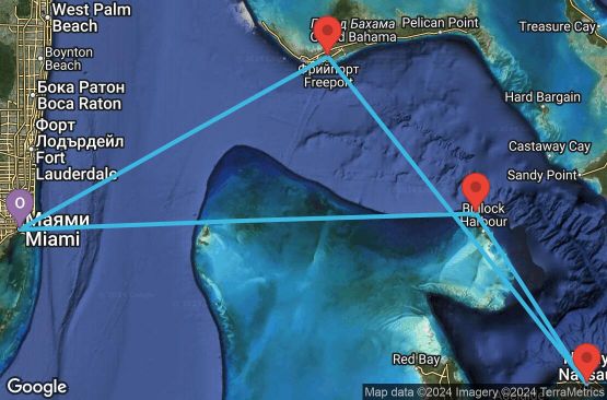 Маршрут на круиз 4 дни Кратък бахамски круиз - JBAH04CNNMIAMIA