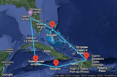 Маршрут на круиз 9 дни Източни Кариби от Тампа - JWLC09CNNTPATPA