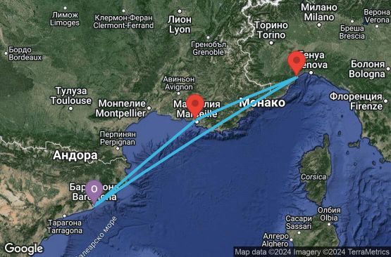 Маршрут на круиз 3 дни Испания, Франция, Италия - BCN03A2G