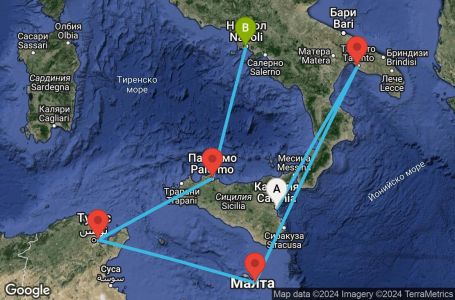 Маршрут на круиз 6 дни Италия, Малта, Тунис - CTA06A06