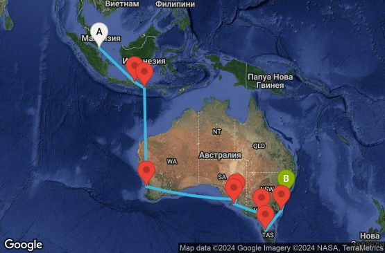 Маршрут на круиз 19 дни Австралия - SPAU19CNNSINSYD