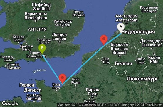 Маршрут на круиз 3 дни Холандия, Белгия, Франция, Великобритания - UVBV