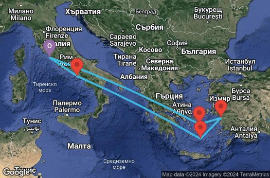 Маршрут на круиз Italy,Greece,Turkey - UV5G