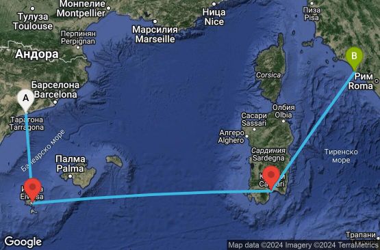 Маршрут на круиз Spain,Italy - UV5K