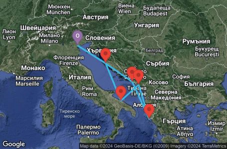 Маршрут на круиз Italy,Croatia,Greece,Montenegro - UVIS