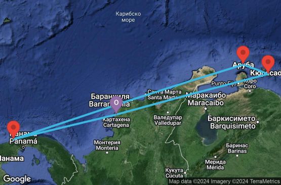 Маршрут на круиз 7 дни Колумбия, Холандски Антили, Аруба, Панама - 07D429