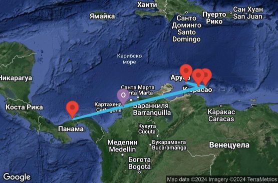 Маршрут на круиз 7 дни Колумбия, Холандски Антили, Аруба, Панама - 07D434