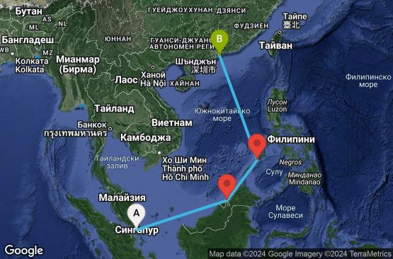 Маршрут на круиз 7 дни Сингапур, Бруней Дарусалам, Филипини, Хонг Конг - SIN07A00