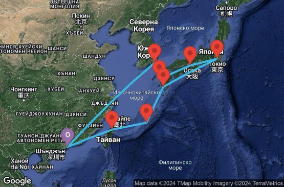 Маршрут на круиз 14 дни Хонг Конг, Тайван, Япония, Южна Корея - HKG14A01