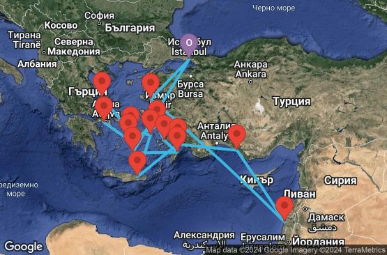 Маршрут на круиз 20 дни Турция, Гърция, Израел - EX20250919ISTIST