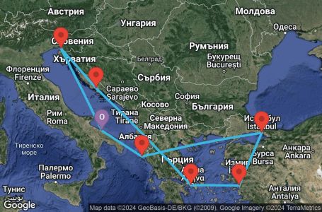 Маршрут на круиз Bari,Trieste,Split,Piraeus,Kusadasi,Istanbul,Corfu,Bari - UVOM