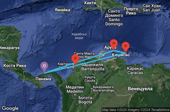 Маршрут на круиз 7 дни Панама, Колумбия, Холандски Антили, Аруба - 7IP200