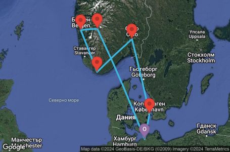 Маршрут на круиз Germany,Norway,Denmark - UVVS